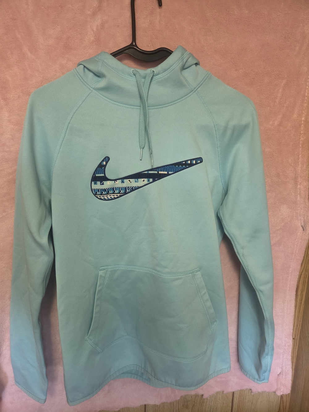 Nike  Teal Crewneck Hoodie with Patterned Swoosh